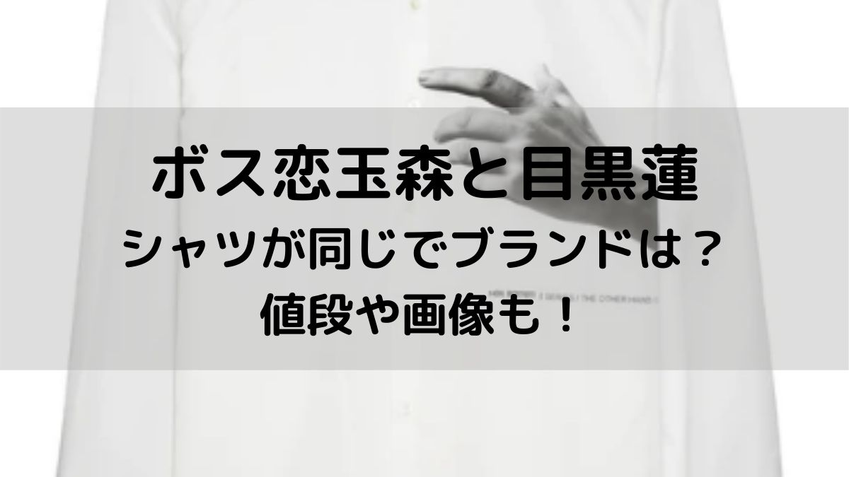 ボス恋玉森と目黒蓮のシャツが同じでブランドや値段に画像を調査 はっちのトレンドdiary
